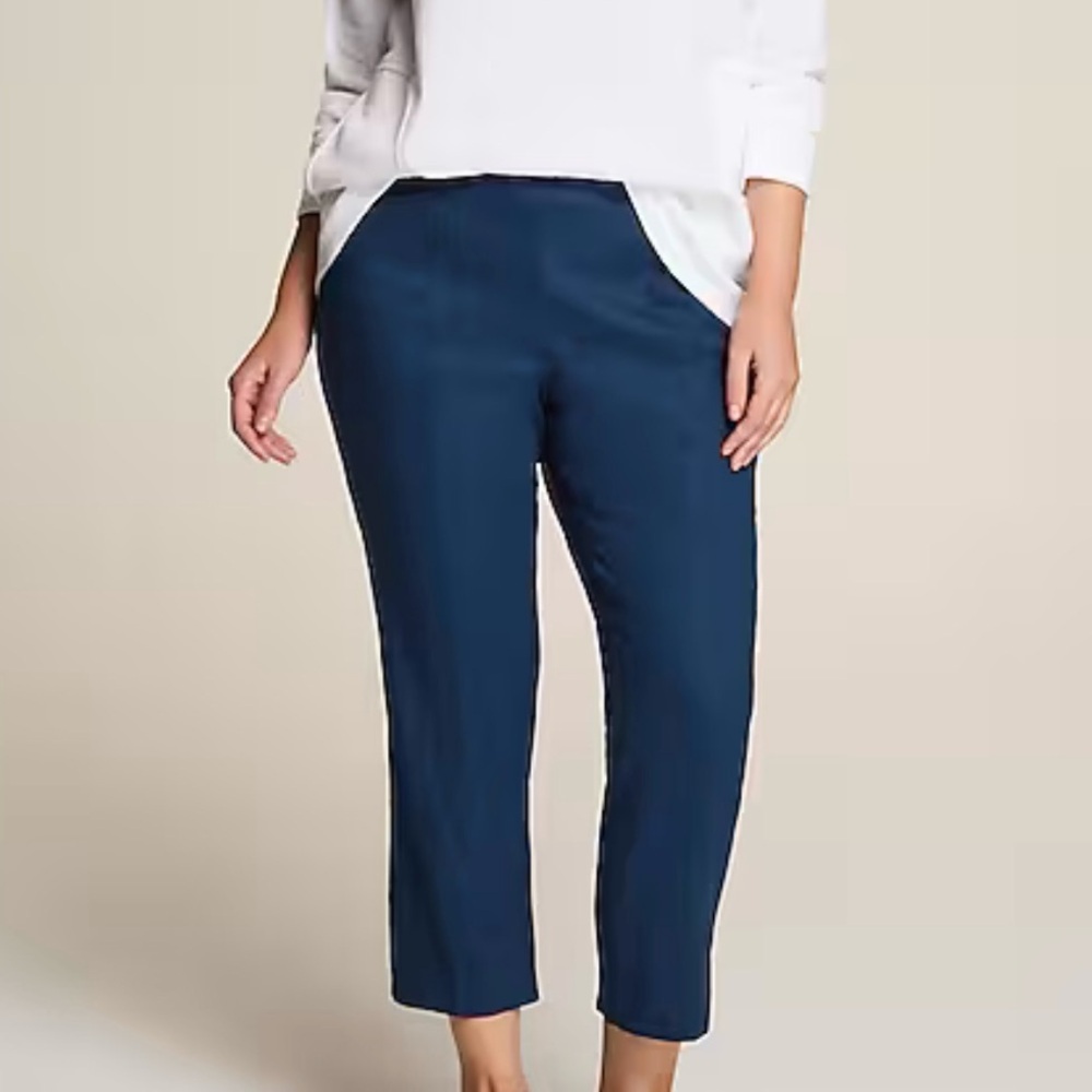 J. Jill Linen-Stretch Angled-Pocket Slim-Leg Pants